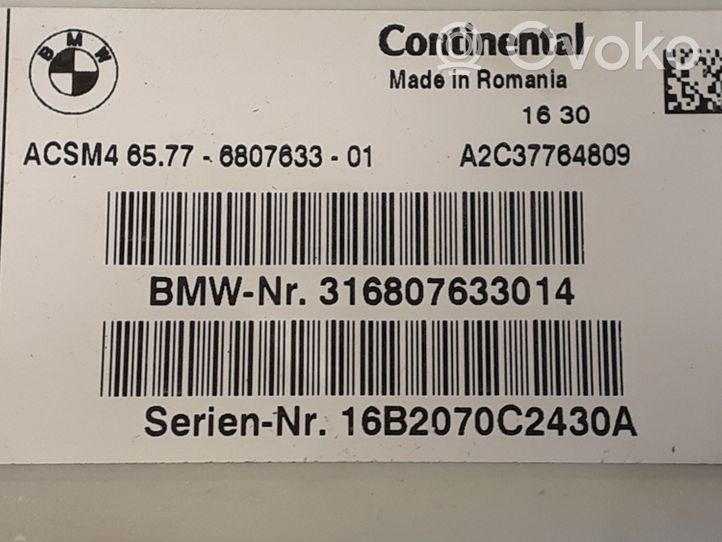 BMW X4 F26 Centralina/modulo airbag 6807633