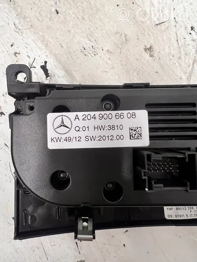 Mercedes-Benz C W204 Gaisa kondicioniera / klimata kontroles / salona apsildes vadības bloks (salonā) A2049006608