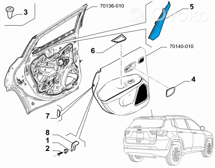 Jeep Compass Altro elemento di rivestimento della portiera anteriore 53282957