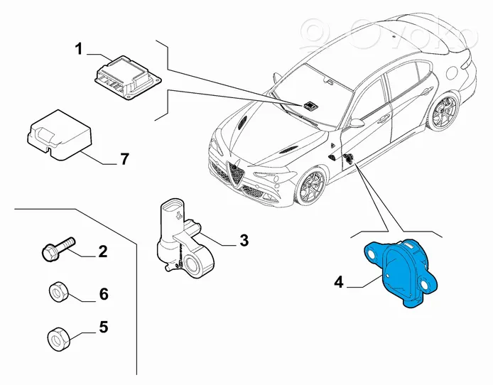 Alfa Romeo Giulia Sensore d’urto/d'impatto apertura airbag 50536741