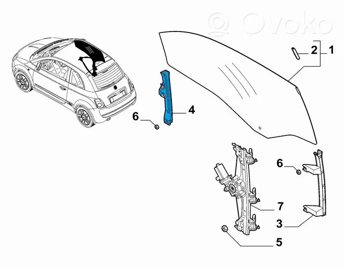 Fiat 500 Rail de pare-brise de porte avant 51785847