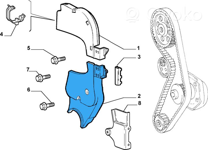 Fiat Punto (188) Osłona paska / łańcucha rozrządu 55187734