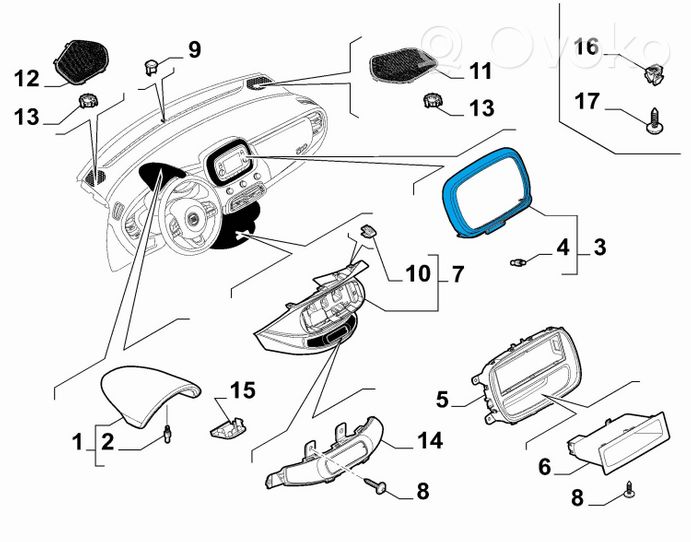 Fiat 500X Inserti decorativi cornice della consolle centrale 735612102