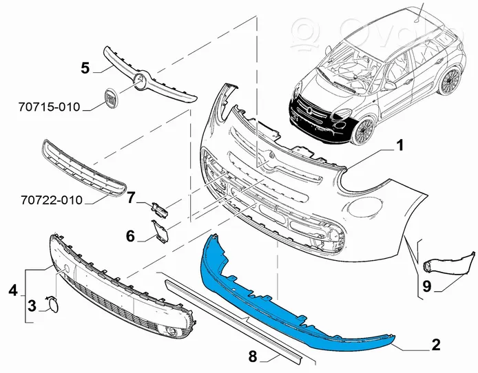 Fiat 500L Etupuskurin reuna 735559051