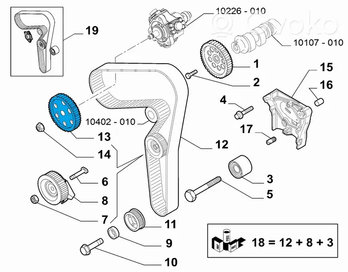 Fiat 500L Polttoainepumpun hammaspyörä (vauhtipyörä) 55183530