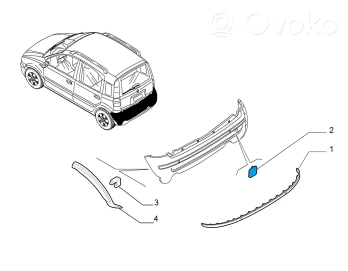 Fiat Panda II Zaślepka haka holowniczego zderzaka tylnego 735357184