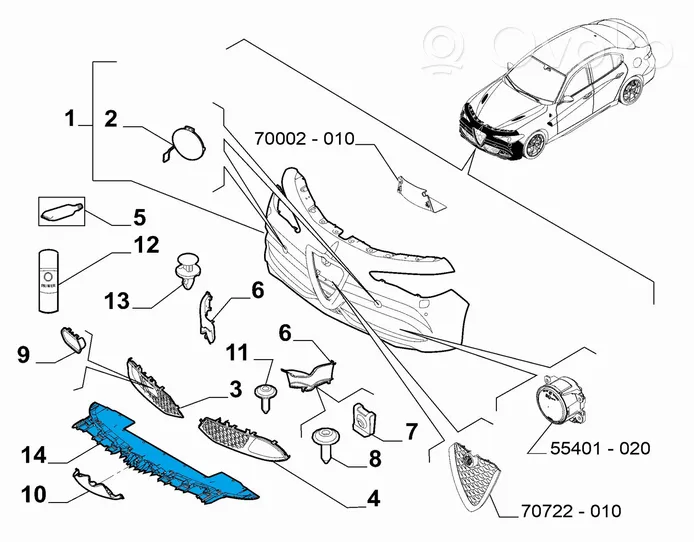 Alfa Romeo Giulia Labbro del paraurti anteriore 156161029