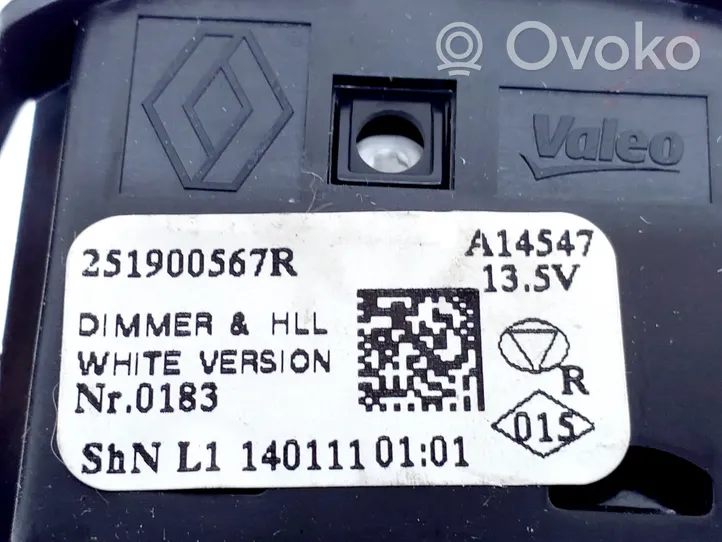 Renault Captur Ajovalojen korkeuden säätökytkin 251900567R