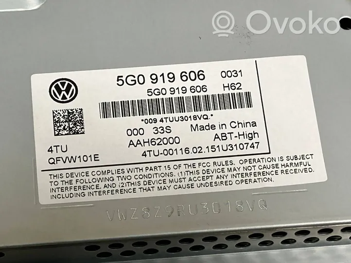 Volkswagen Golf VII Radio/CD/DVD/GPS-pääyksikkö 5G0919606