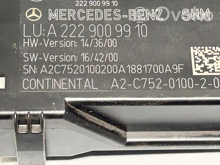 Mercedes-Benz E W213 Steuergerät Sitz A2229009910
