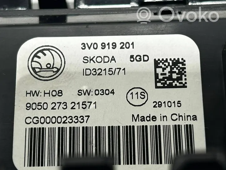 Skoda Superb B8 (3V) Przełącznik / Włącznik nawiewu dmuchawy 3V0919201