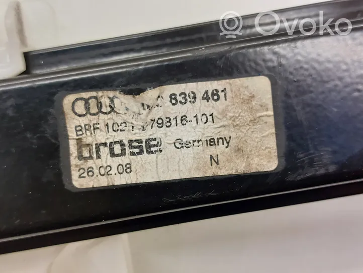 Audi A4 S4 B8 8K Aizmugurē elektriskais loga pacelšanas mehānisms bez motoriņa 8K0839461