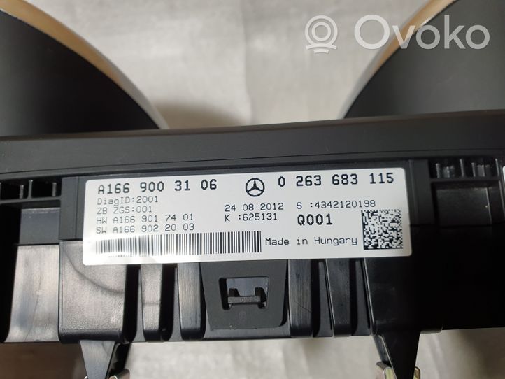 Mercedes-Benz GL X166 Nopeusmittari (mittaristo) A1669003106