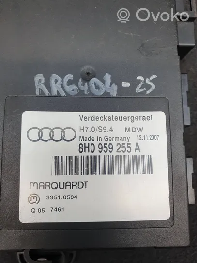 Audi A4 S4 B6 8E 8H Unité de commande / module de toit ouvrant 8H0959255A