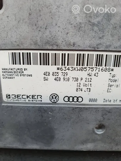 Audi A8 S8 D3 4E Unité de contrôle MMI 4E0910730P