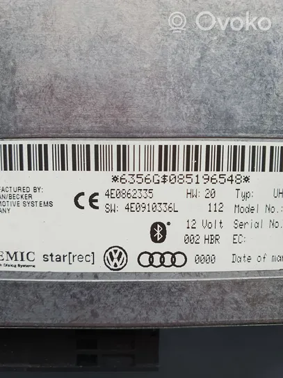 Audi A8 S8 D3 4E Bluetoothin ohjainlaite/moduuli 4E0862335