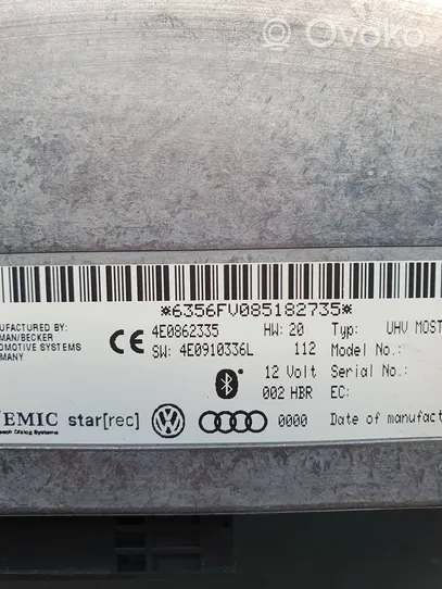 Audi A8 S8 D3 4E Bluetoothin ohjainlaite/moduuli 4E0862335