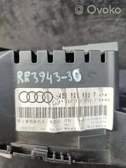 Audi A8 S8 D3 4E Tachimetro (quadro strumenti) 4E0920950F