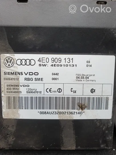 Audi A8 S8 D3 4E Beraktės sistemos KESSY (keyless) valdymo blokas/ modulis 4E0909131