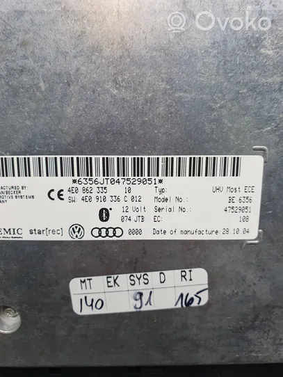 Audi A8 S8 D3 4E Centralina/modulo bluetooth 4E0862335