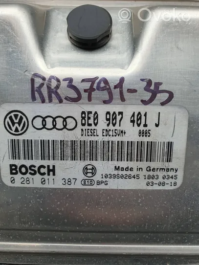 Audi A4 S4 B6 8E 8H Variklio valdymo blokas 8E0907401J