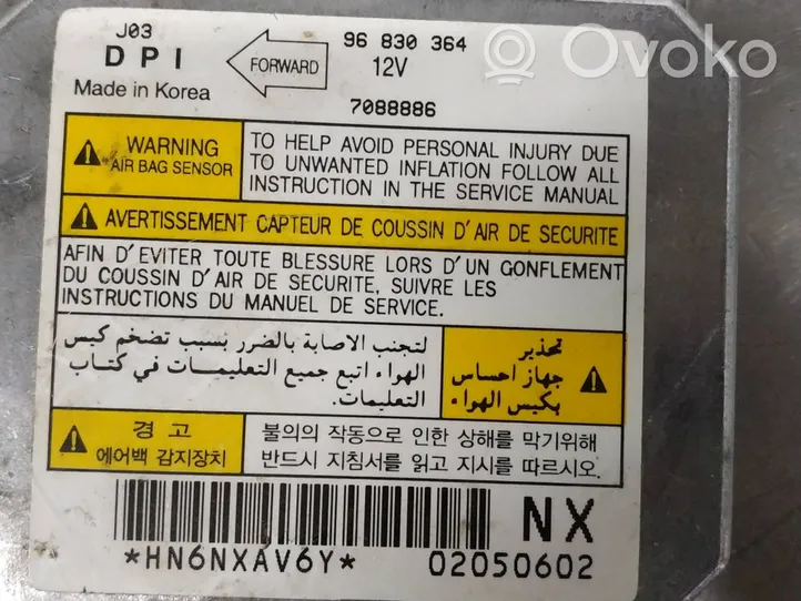 Daewoo Lacetti Module de contrôle airbag 96830364