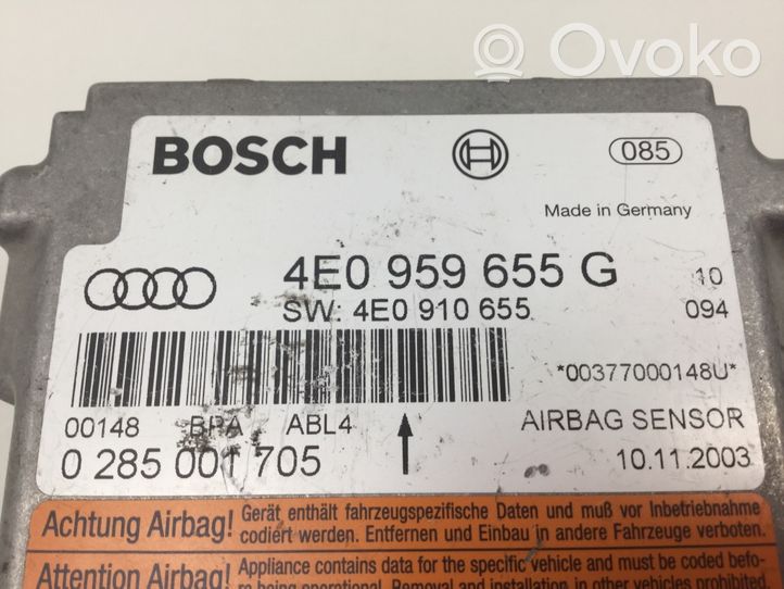 Audi A8 S8 D3 4E Centralina/modulo airbag 4E0959655G