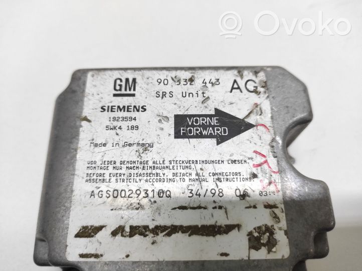 Opel Corsa C Gaisa spilvenu vadības bloks 90532443