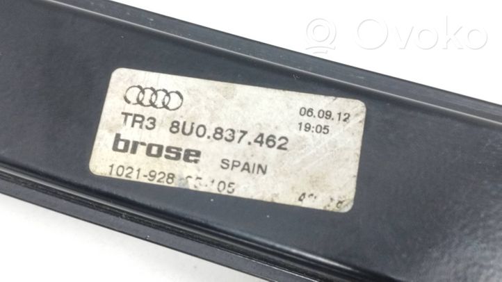 Audi Q3 8U Priekšpusē elektriskais loga pacelšanas mehānisms bez motoriņa 8U0837462