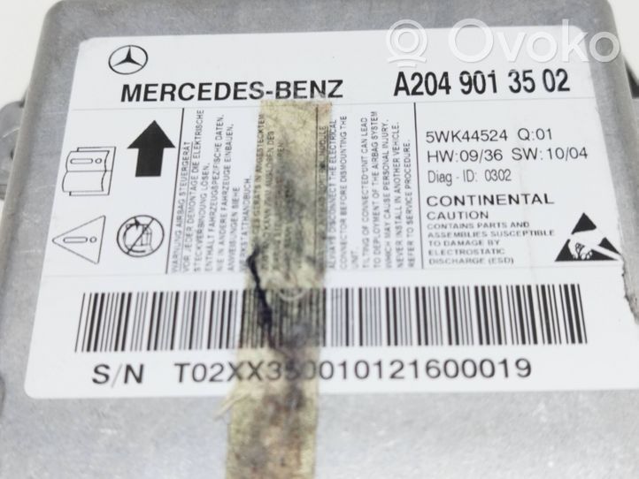 Mercedes-Benz C AMG W204 Turvatyynyn ohjainlaite/moduuli A2049013502