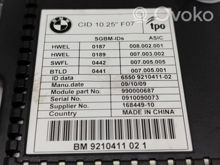 BMW 5 GT F07 Monitor / wyświetlacz / ekran 9210411