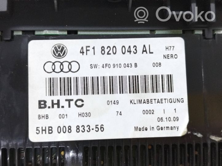 Audi A6 S6 C6 4F Oro kondicionieriaus/ klimato/ pečiuko valdymo blokas (salone) 4F1820043AL