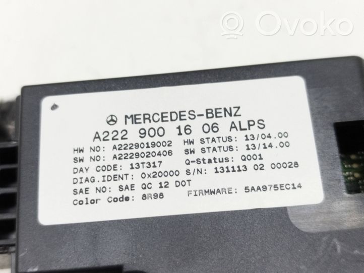Mercedes-Benz S W222 Controllo multimediale autoradio A2229001606