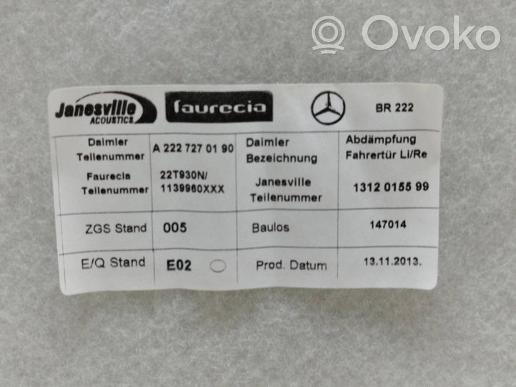 Mercedes-Benz S W222 Etuoven verhoilu A2227270190