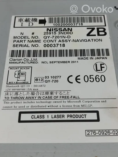 Nissan Leaf I (ZE0) Unità principale autoradio/CD/DVD/GPS 259153ND0D
