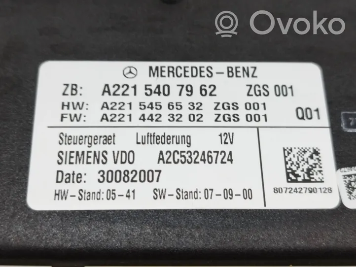 Mercedes-Benz S W221 Unidad de control/módulo de la suspensión A2215407962
