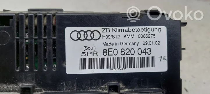 Audi A4 S4 B6 8E 8H Panel klimatyzacji 8E0820043