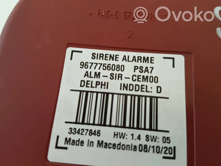 Citroen C5 Aircross Sirena del sistema de alarma 9677756080