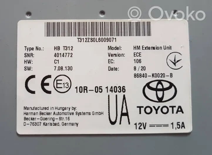 Toyota C-HR GPS-navigaation ohjainlaite/moduuli 86840K0020