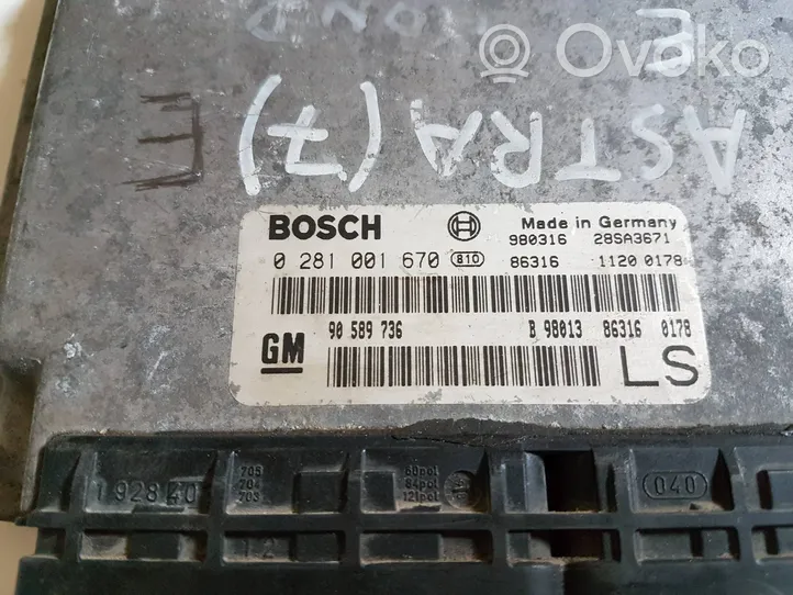 Opel Astra G Calculateur moteur ECU 90589736