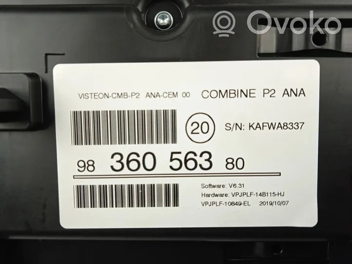 Peugeot 208 Compteur de vitesse tableau de bord 9836056380