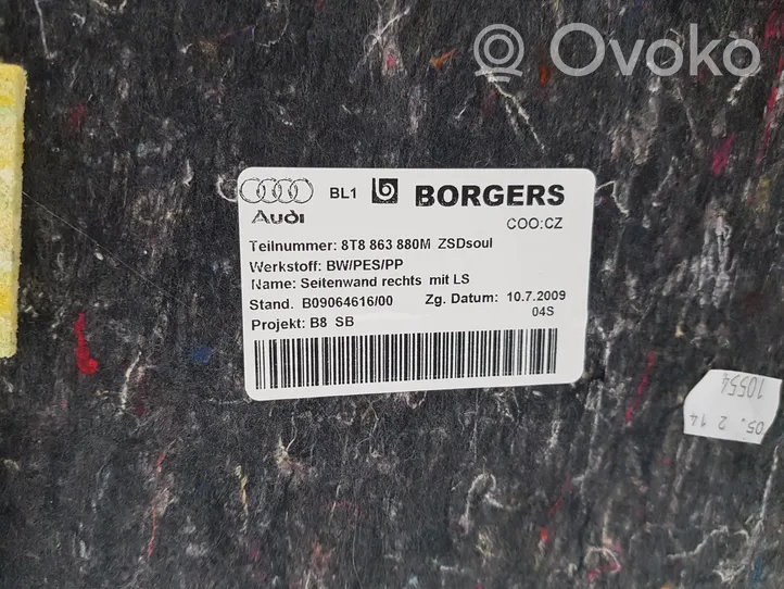 Audi A5 Sportback 8TA Dolny panel schowka koła zapasowego 8T8863880M