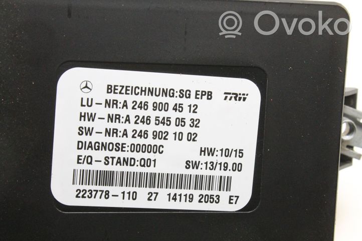 Mercedes-Benz B W246 W242 Takajarrun EMF-ohjainlaite/moduuli A2469004512