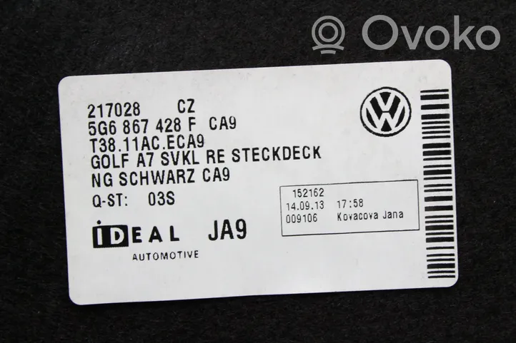 Volkswagen Golf VII Rivestimento pannello laterale del bagagliaio/baule 5G6867428F