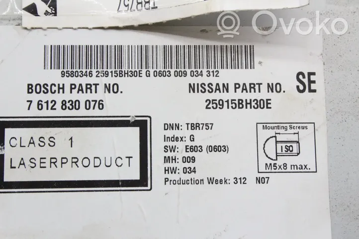 Nissan Qashqai+2 Panel / Radioodtwarzacz CD/DVD/GPS 25915BH30E