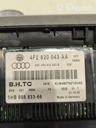 Audi A6 S6 C6 4F Gaisa kondicioniera / klimata kontroles / salona apsildes vadības bloks (salonā) 4F2820043AA