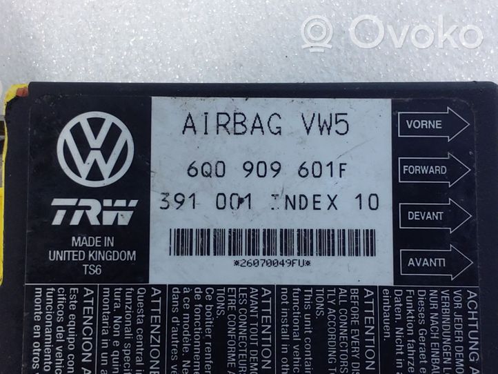 Volkswagen Polo IV 9N3 Turvatyynyn ohjainlaite/moduuli 6Q0909601F