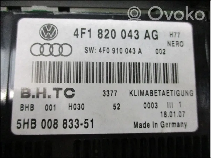 Audi A6 Allroad C6 Ilmastoinnin ohjainlaite 4F1820043AG