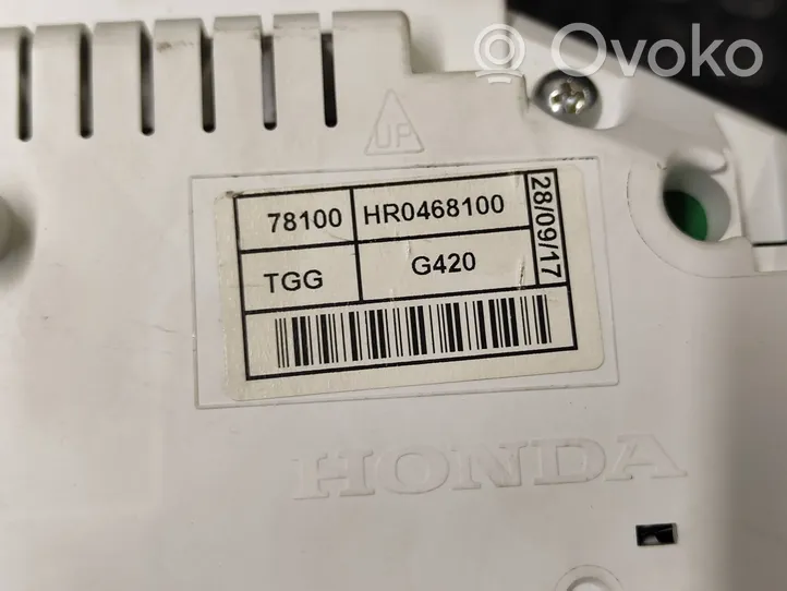 Honda Civic X Compteur de vitesse tableau de bord HR0468100