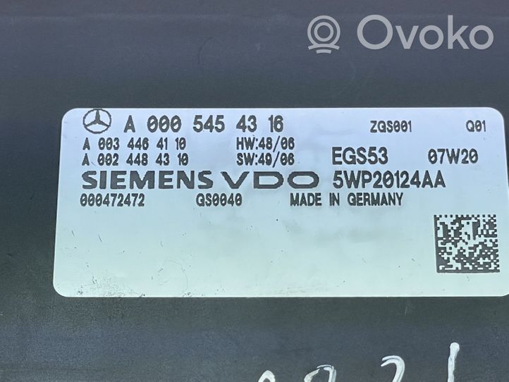 Mercedes-Benz C W204 Vaihdelaatikon ohjainlaite/moduuli A0005454316